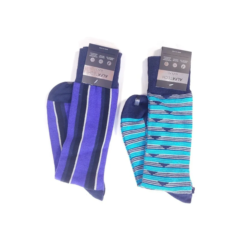 Alfani Men's Set of 2 Striped Triangle Vertical Dress Socks Size 7-12